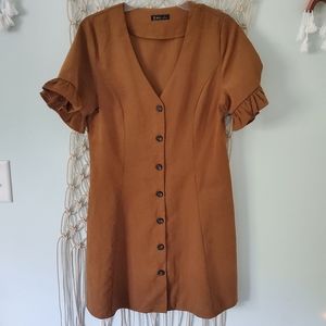 Button up brown dress
